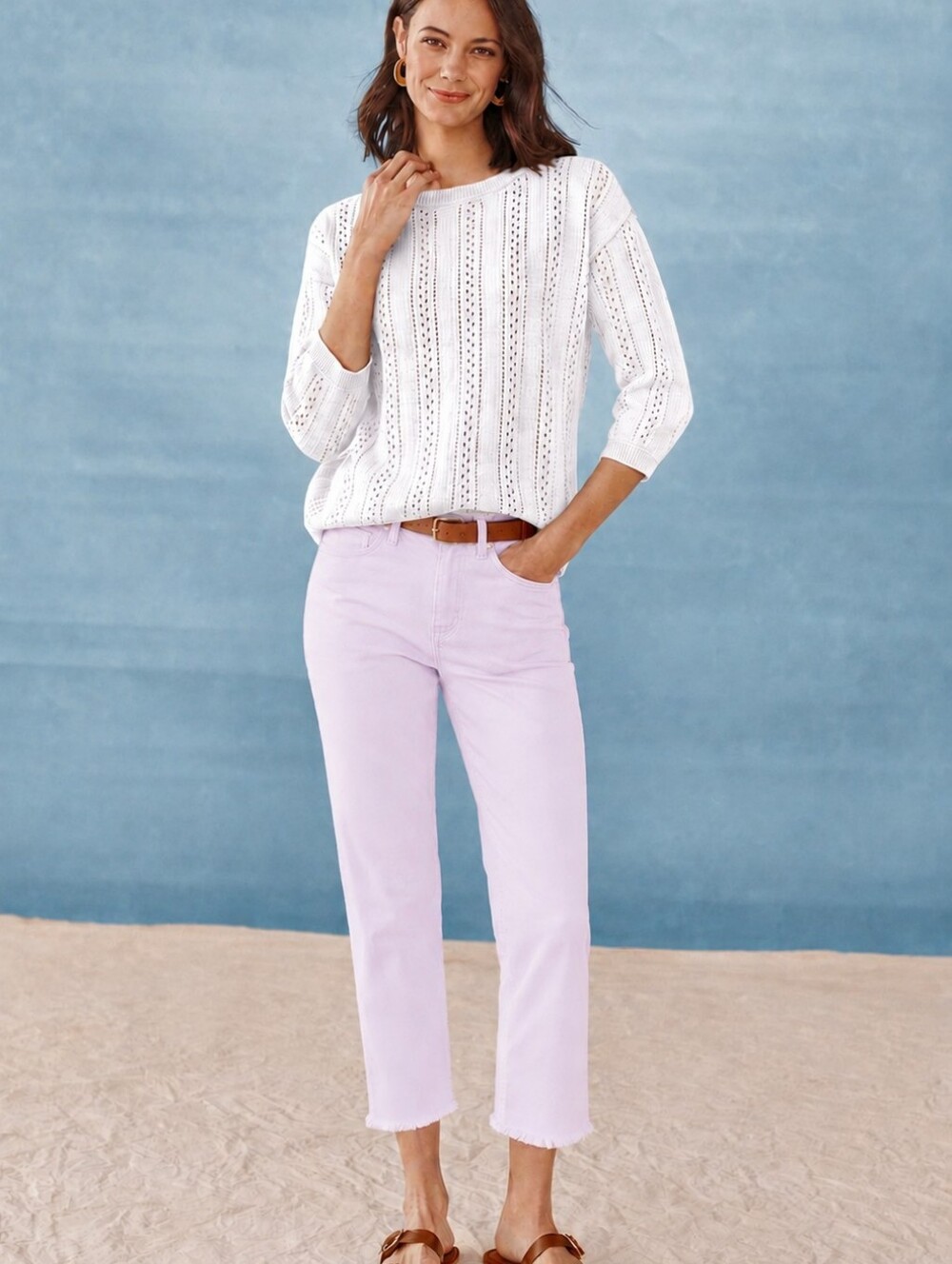 J.Jill High-Rise Straight Leg Crop Jeans Size 14 Light Lavender Denim